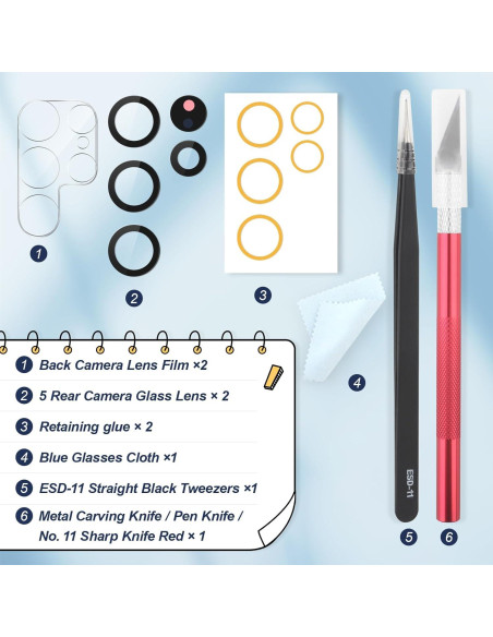 2 Cristales de Lente de Cámara Trasera Samsung Galaxy S25 Ultra + Kit