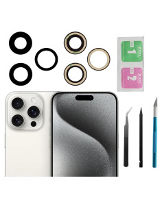 Reemplazo Cristal Lente Cámara iPhone 15 Pro Max 3pcs Set