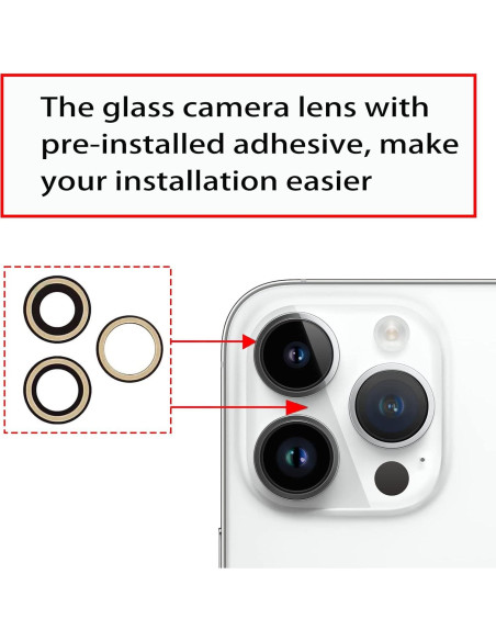 Juego de 3 Lentes de Reemplazo para Cámara iPhone 14 Pro Max