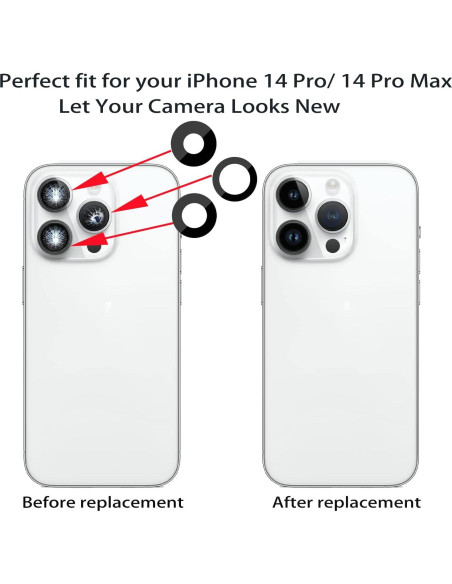 Juego de 3 Lentes de Reemplazo para Cámara iPhone 14 Pro Max