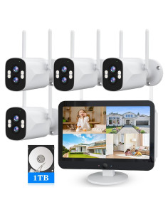 Sistema de Cámara de Seguridad Inalámbrica ZHXINSD 2K Doble Lente 10X