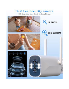 Sistema de Cámara de Seguridad Inalámbrica ZHXINSD 2K Doble Lente 10X 2