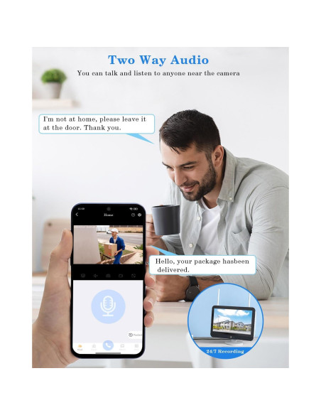 Sistema de Cámara de Seguridad Inalámbrica ZHXINSD 2K Doble Lente 10X