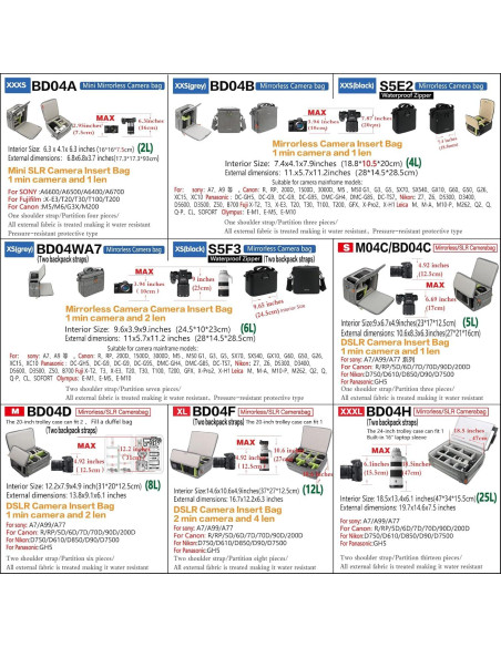 Bolsa de Inserción para Cámara DSLR SLR BD04AP 17.3x16cm