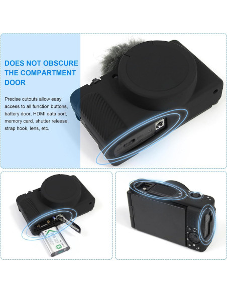 Funda de cámara Easy Hood para Sony ZV-1, silicona negra