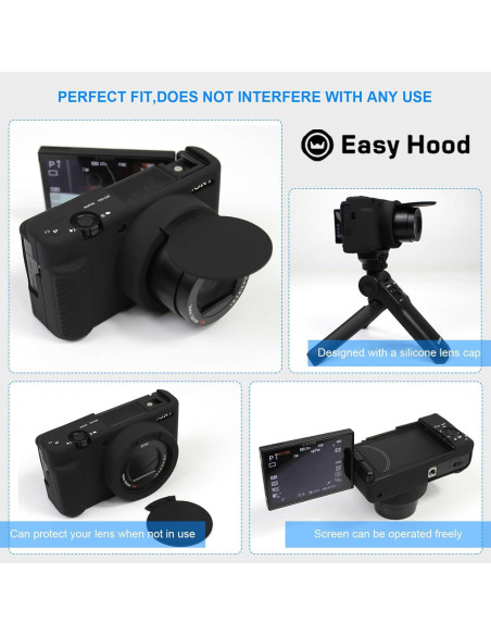 Funda de cámara Easy Hood para Sony ZV-1, silicona negra