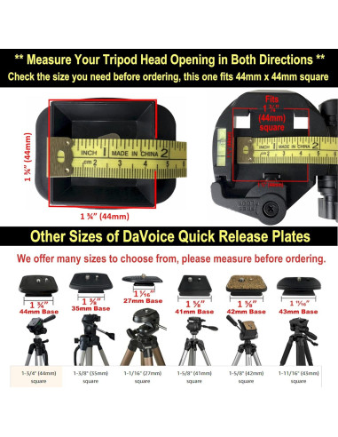 Adaptador de Montaje DaVoice QB-4W para Trípodes 44mm