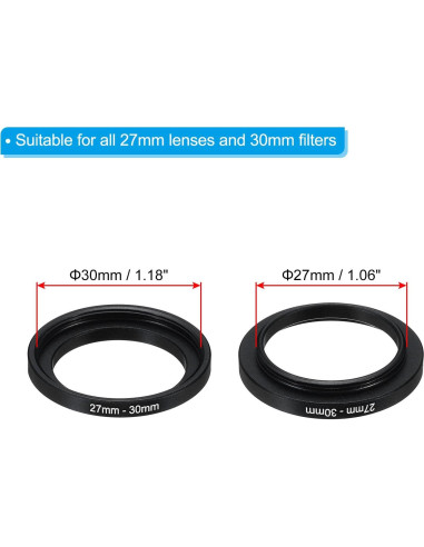 Anillo Adaptador de Filtro PATIKIL 27mm-30mm Aluminio Negro
