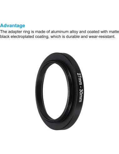 Anillo Adaptador de Filtro PATIKIL 27mm-30mm Aluminio Negro