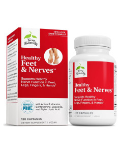Suplemento Herbal Terry Naturally Pies y Nervios Saludables - 120 Cápsulas Veganas con Vitamina B12 y Boswellia