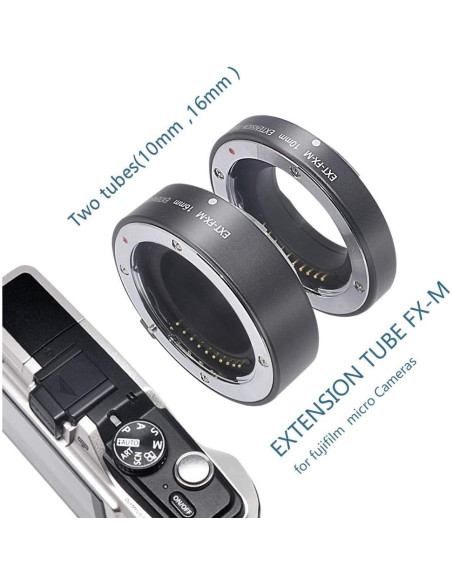 Tubo de extensión macro mcoplus 10+16mm para Fuji X-Mount