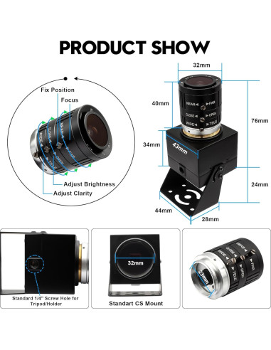 Cámara USB 4K IFWATER 12MP Lente Manual 3.6-10mm 120fps