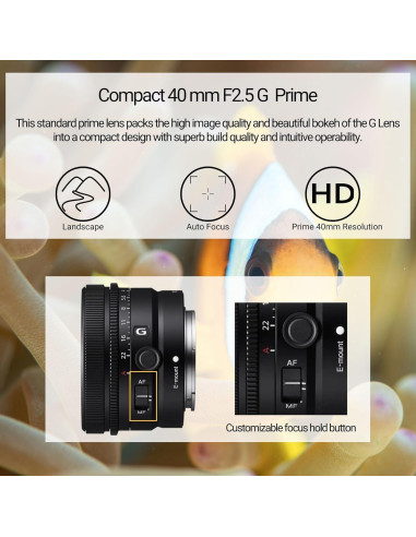 Lente Sony SEL40F25G FE 40mm f/2.5 G Ultra-Compacto