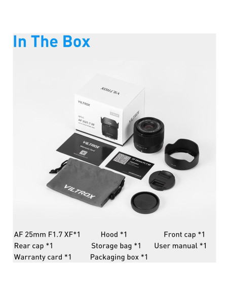 Lente VILTROX 25mm F1.7 para cámaras Fujifilm X-Mount