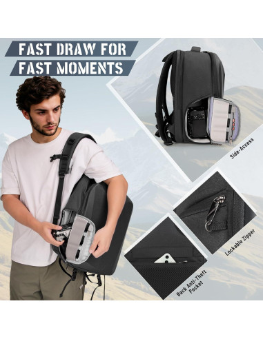 Mochila para cámara RAINSMORE negra con compartimento para laptop 15.6"