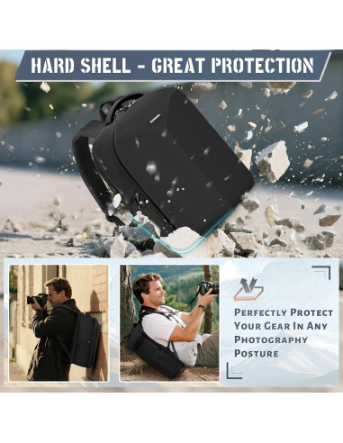 Mochila para cámara RAINSMORE negra con compartimento para laptop 15.6"