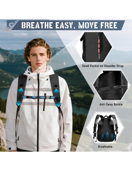 Mochila para cámara RAINSMORE negra con compartimento para laptop 15.6"