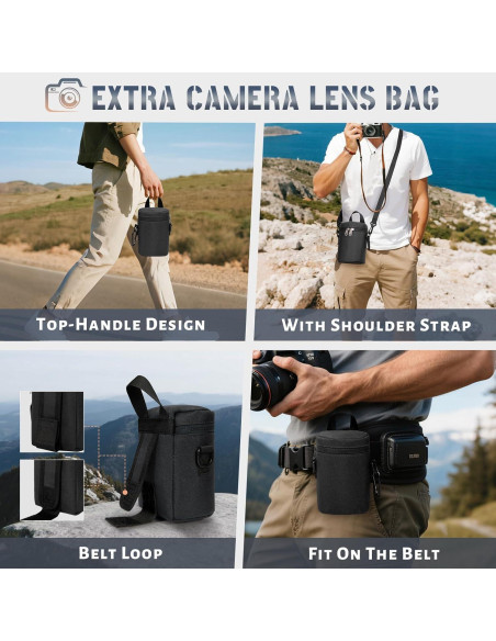 Mochila para cámara RAINSMORE negra con compartimento para laptop 15.6"