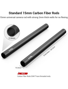 Varilla de Fibra de Carbono 15mm SmallRig 870 - 20cm, Paquete de 2 2