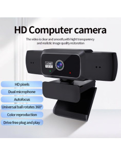 Webcam 1080P Genérico W10 con Micrófono y Lente Gran Angular 2