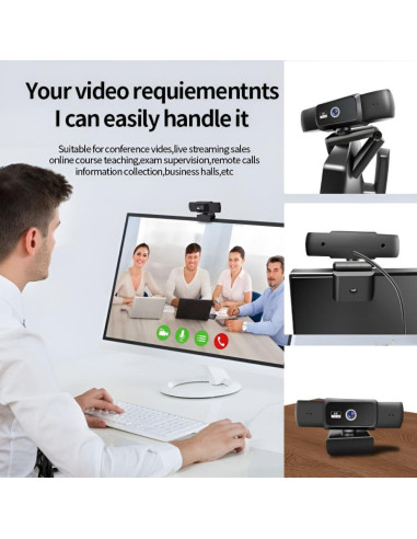 Webcam 1080P Genérico W10 con Micrófono y Lente Gran Angular