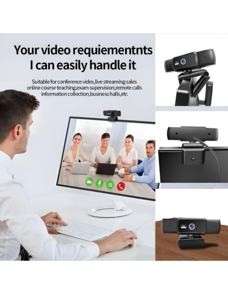 Webcam 1080P Genérico W10 con Micrófono y Lente Gran Angular