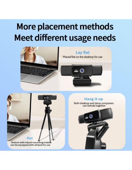 Webcam 1080P Genérico W10 con Micrófono y Lente Gran Angular