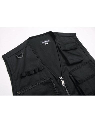 Chaleco de Pesca para Hombre Grande Negro con 15 Bolsillos