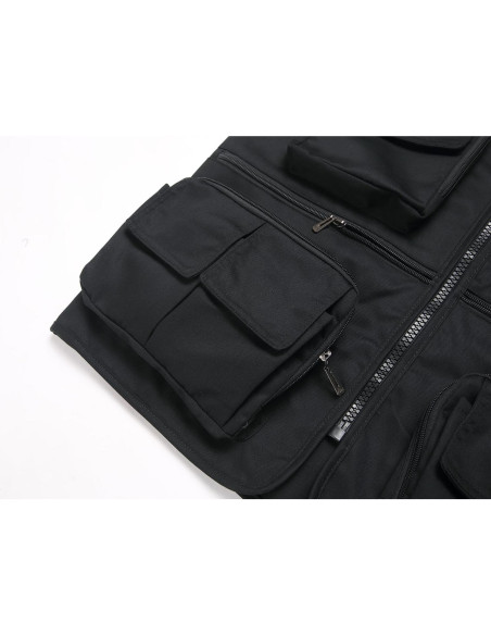 Chaleco de Pesca para Hombre Grande Negro con 15 Bolsillos