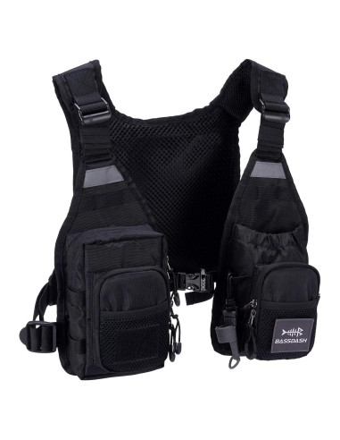 Chaleco de Pesca BASSDASH FV08 Ultra Ligero Unisex con 10 Bolsillos
