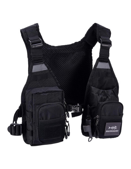 Chaleco de Pesca BASSDASH FV08 Ultra Ligero Unisex con 10 Bolsillos