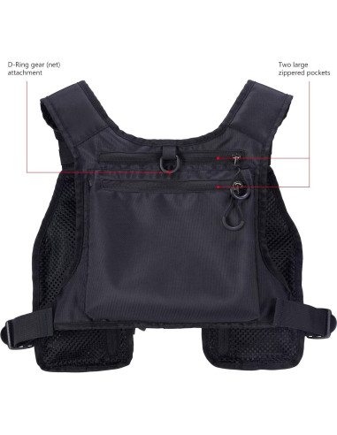 Chaleco de Pesca BASSDASH FV08 Ultra Ligero Unisex con 10 Bolsillos