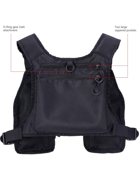 Chaleco de Pesca BASSDASH FV08 Ultra Ligero Unisex con 10 Bolsillos