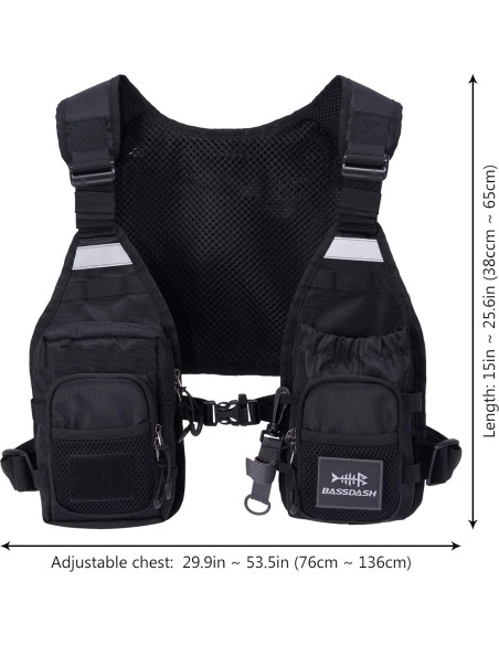 Chaleco de Pesca BASSDASH FV08 Ultra Ligero Unisex con 10 Bolsillos