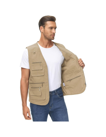 Chaleco de Pesca Lentta para Hombre 16 Bolsillos Secado Rápido