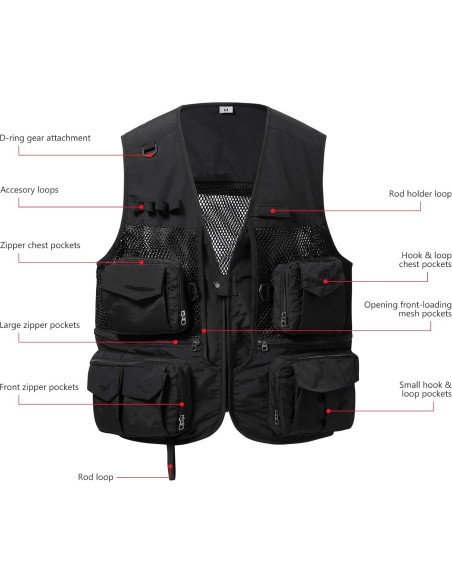 Chaleco de Pesca Unisex Bassdash con Múltiples Bolsillos