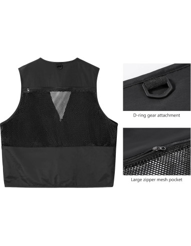 Chaleco de Pesca Unisex Bassdash con Múltiples Bolsillos