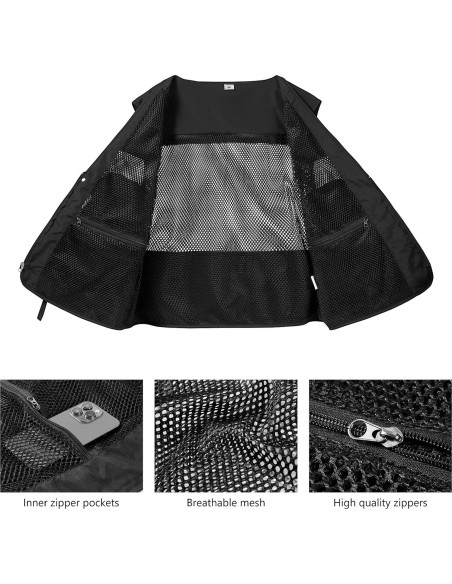 Chaleco de Pesca Unisex Bassdash con Múltiples Bolsillos