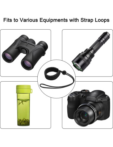 Correa de Muñeca Ajustable Paracord para Cámara Universal - Negro