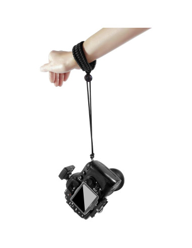 Correa de Muñeca Ajustable Paracord para Cámara Universal - Negro