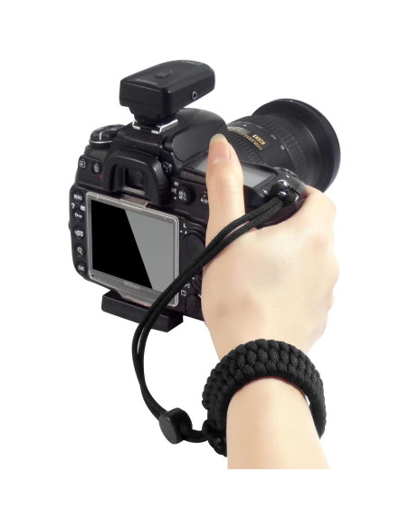 Correa de Muñeca Ajustable Paracord para Cámara Universal - Negro