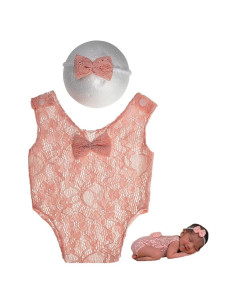 Chaleco de Fotografía para Bebés Niña 0-1 Mes Rosa Encaje