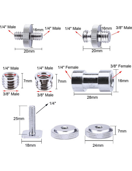 27 Piezas Adaptadores de Tornillo para Cámara SunmnDirectss