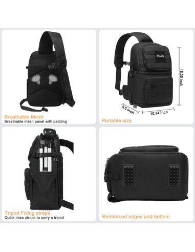 Bolsa de Mensajero Táctica Mosiso para Cámara DSLR Negro