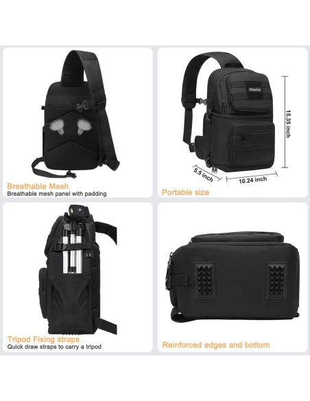 Bolsa de Mensajero Táctica Mosiso para Cámara DSLR Negro