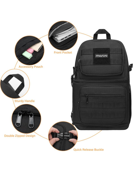 Bolsa de Mensajero Táctica Mosiso para Cámara DSLR Negro