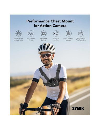 Arnés de Montaje en el Pecho SYMIK Ajustable para GoPro y DJI