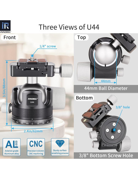 Cabezal de Trípode INNOREL U44 Bola 44mm Metal 25kg