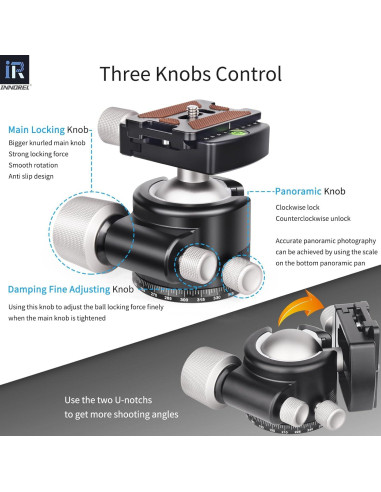 Cabezal de Trípode INNOREL U44 Bola 44mm Metal 25kg
