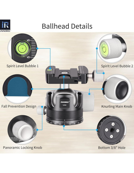 Cabezal de Trípode INNOREL U44 Bola 44mm Metal 25kg